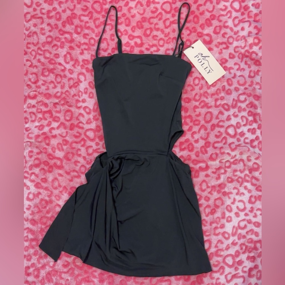 Oh Polly Cut-Out Mini Black Dress